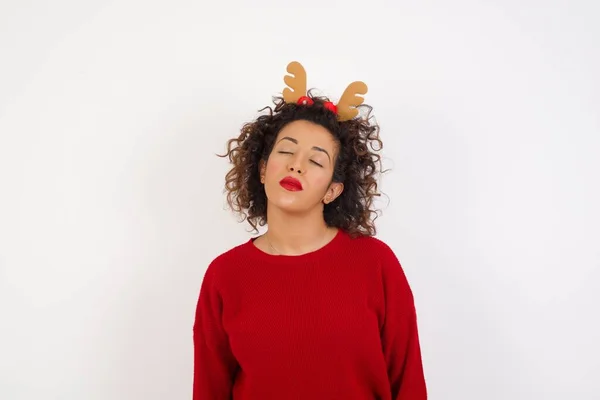 Mujer Que Parece Somnolienta Cansada Exhausta Por Fatiga Resaca Ojos — Foto de Stock