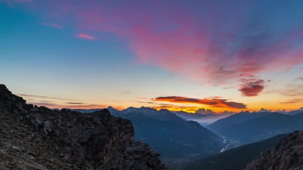 Panorama Auf Susa Tal Valle Susa Dramatische Luftaufnahme Bei Sonnenaufgang — Stockvideo