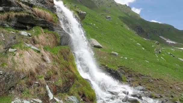 Wodospad Dużych Wysokościach Alpach Strumień Przepływający Między Skałami Oczyścić Wody — Wideo stockowe