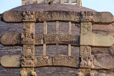 Sanchi Stupa, bina, antik Budist din gizem, taş oyma. Seyahat hedef Madhya Pradesh, Hindistan. 