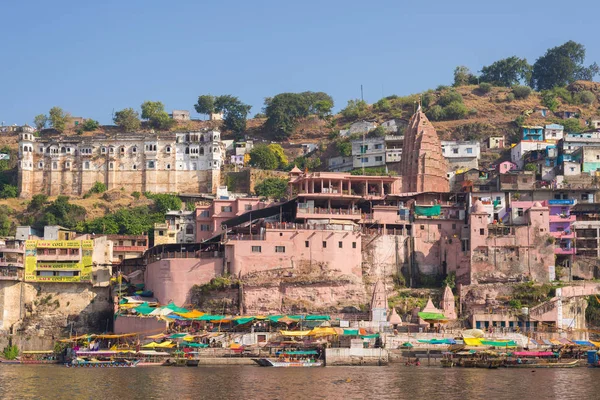 Omkareshwar Paisaje Urbano India Templo Hindú Sagrado Río Santo Narmada — Foto de Stock