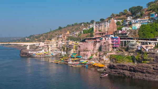 Omkareshwar Міський Пейзаж Індія Священні Індуїстський Храм Святий Narmada Річки — стокове фото