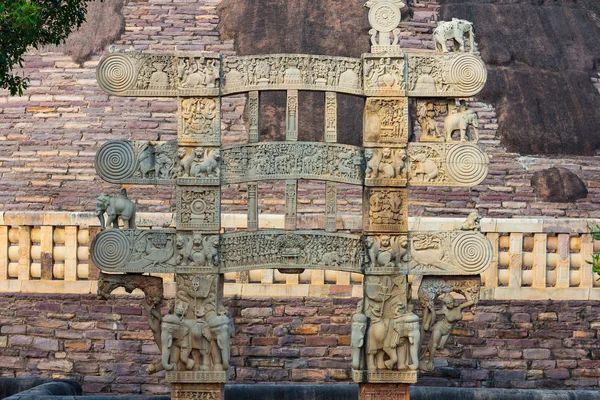 Sanchi Stupa Oude Boeddhistische Gebouw Religie Mysterie Gesneden Stenen Reisbestemming — Stockfoto