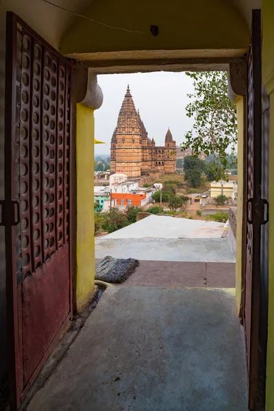 Orchha Міський Пейзаж Індуїстський Храм Chaturbhuj Також Пишеться Orcha Знаменитий — стокове фото