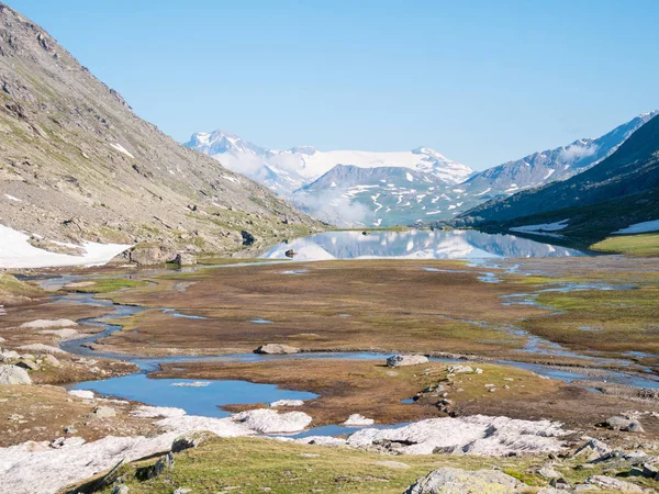 Paysage Alpin Haute Altitude Avec Des Sommets Rocheux Majestueux Panorama — Photo