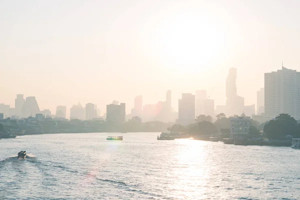 Bangkok Sunrise Scenic Skyline Capital City Thailand Backlight Sun Burst — Stock Photo, Image