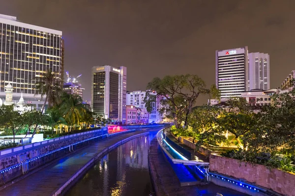 吉隆坡 马来西亚 2018年10月2日 地平线夜景蓝色灯在吉隆坡 马来西亚 — 图库照片