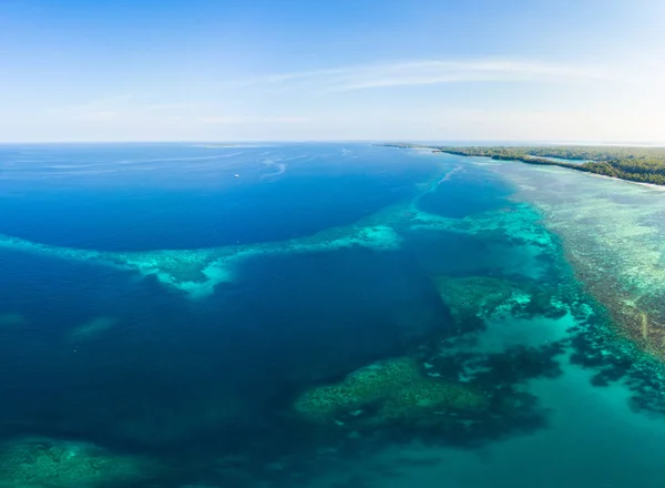 Aerial View Coral Reef Scattered Caribbean Sea Tropical Beach Islands — Stock Photo, Image