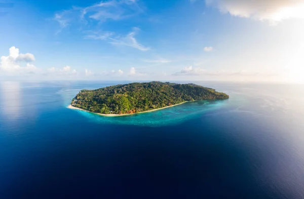 Aerial View Tropical Beach Island Reef Caribbean Sea Indonesia Moluccas — Stock Photo, Image