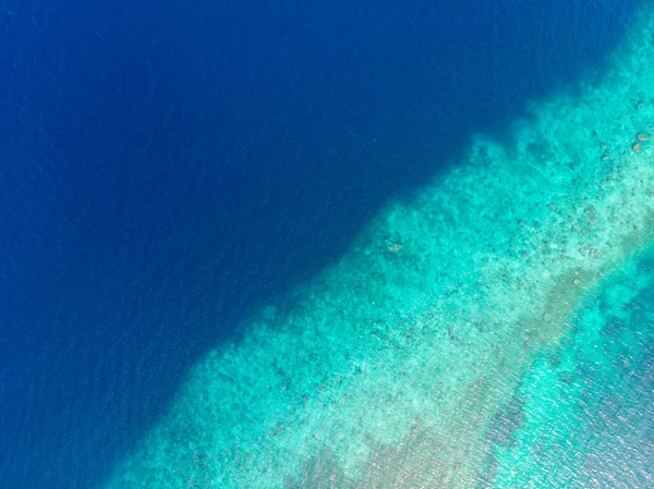 Vista Aérea Cima Para Baixo Recife Coral Mar Caribenho Tropical — Fotografia de Stock