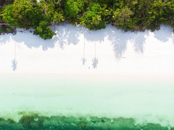 Aerial Top View Tropical Beach Caribbean Sea Pasir Panjang Indonesia — Stock Photo, Image