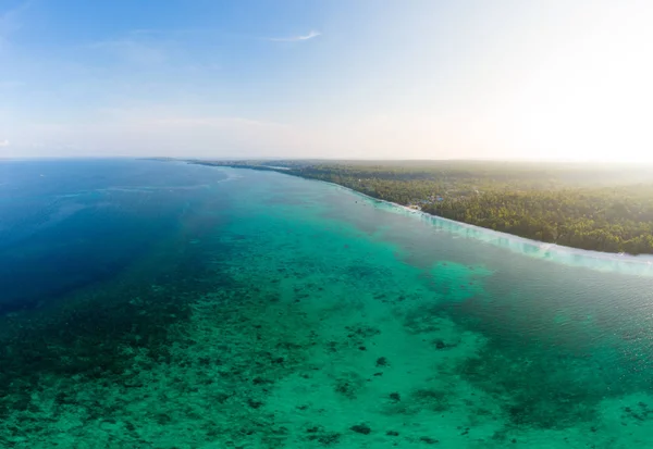 Luftaufnahme Tropischen Strand Insel Riff Karibik Meer Indonesien Molukken Archipel — Stockfoto
