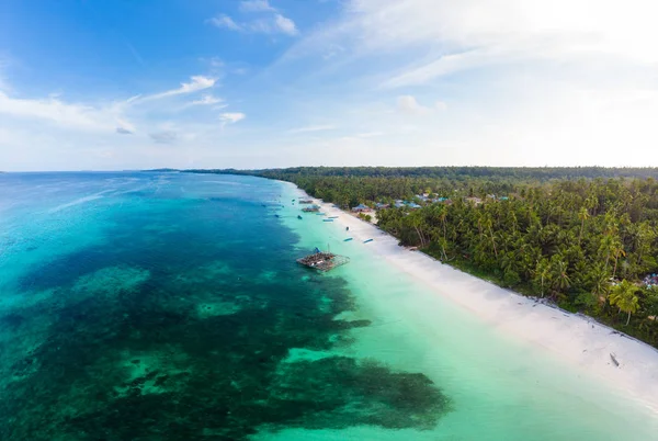 Havadan Görünümü Tropikal Plaj Adası Resif Karayip Denizi Endonezya Moluccas — Stok fotoğraf