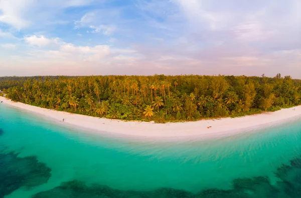 Vista Aerea Spiaggia Tropicale Isola Barriera Corallina Mare Caraibico Indonesia — Foto Stock