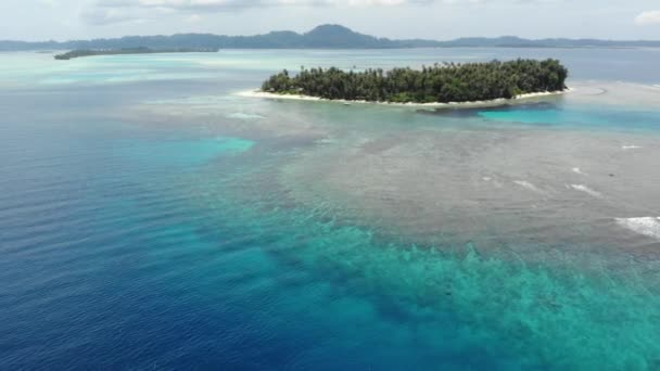 Aérea Volando Sobre Islas Desérticas Arrecife Coral Mar Tropical Caribeño — Vídeo de stock