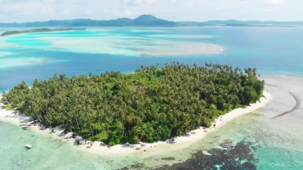 Antenne Vliegen Woestijn Eilanden Koraalrif Tropische Caribische Zee Turquoise Blauwe — Stockvideo