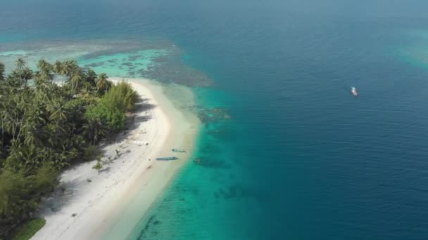 Antenn Flyga Över Korallrev Tropiska Karibiska Havet Turkost Blått Vatten — Stockvideo