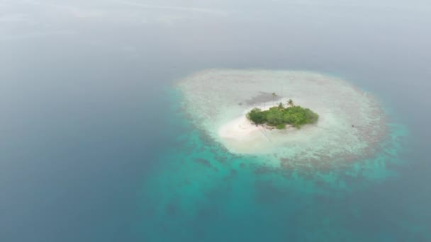 Aérien Survolant Une Île Déserte Plage Tropicale Caraïbes Mer Turquoise — Video
