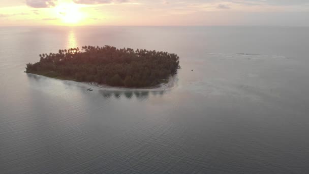 Antenne Flug Über Wüsteninsel Tropischen Strand Karibik Korallenriff Offenbart Atemberaubenden — Stockvideo