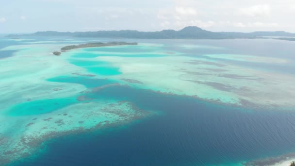 Aérea Volando Sobre Isla Tropical Blanca Playa Caribe Mar Turquesa — Vídeo de stock