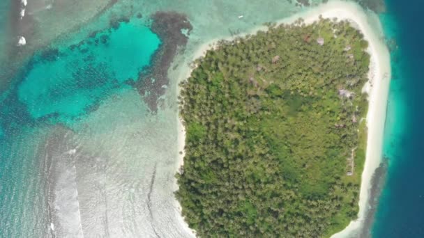Aérea Volando Sobre Isla Tropical Blanca Playa Caribe Mar Turquesa — Vídeos de Stock