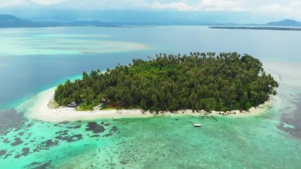 Aérea Volando Sobre Isla Tropical Blanca Playa Caribe Mar Turquesa — Vídeo de stock