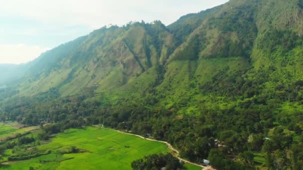 Aérea Lago Toba Samosir Island Vista Desde Arriba Sumatra Indonesia — Vídeos de Stock