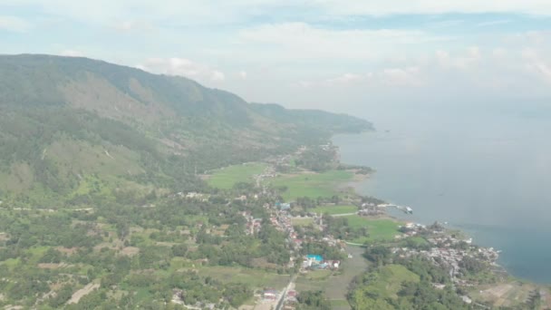 Antenn Lake Toba Och Samosir Island Från Ovan Sumatra Indonesien — Stockvideo