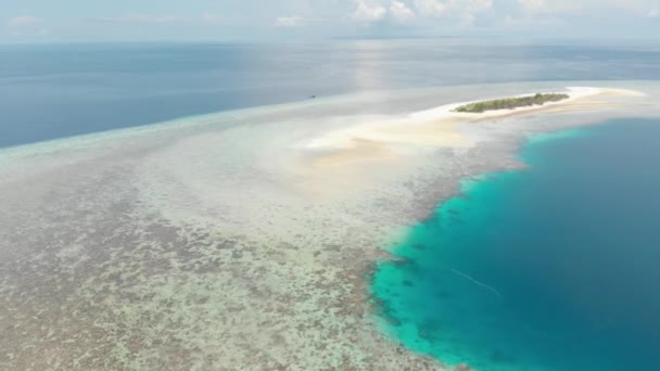 Antenne Flug Über Idyllisches Atoll Reiseziel Wakatobi Nationalpark Indonesien Malediven — Stockvideo