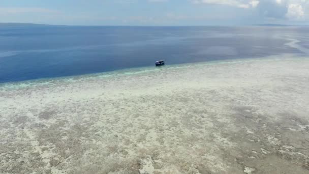 Aéreo Voando Sobre Atol Idílico Destino Viagem Parque Nacional Wakatobi — Vídeo de Stock