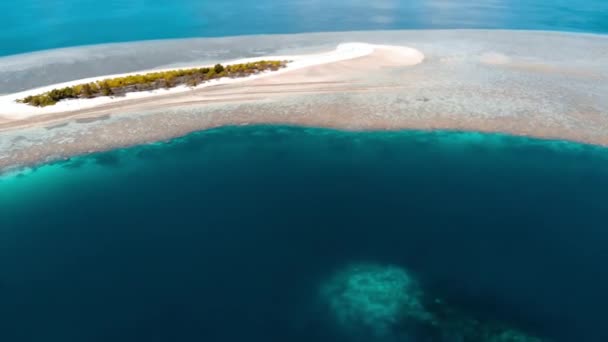Aerial Pływające Nad Idyllicznym Atolu Malownicze Miejsce Podróży Wakatobi National — Wideo stockowe