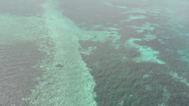 Luchtfoto Vliegen Koraalriffen Turquoise Water Tropisch Eiland Scenic Reisbestemming Wakatobi — Stockvideo