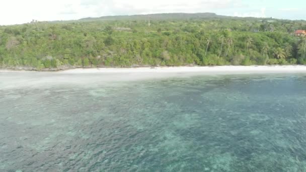 飞越热带岛屿 旅游目的地在印度尼西亚印度尼西亚瓦卡托比国家公园 波利尼西亚绿松石水珊瑚礁白色沙滩 原生电影型 日志颜色配置文件 — 图库视频影像
