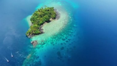 Hava: tropikal ada Banda Adaları Maluku Endonezya Maldivler Polinezya sıcağa yemyeşil orman turkuaz su mercan resif doğal seyahat hedef üzerinde uçan