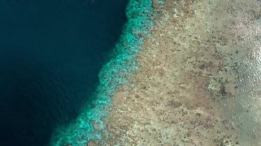Hava: tropikal Hatta adası beyaz kum plaj Banda Adaları Maluku Endonezya yemyeşil orman turkuaz su mercan resifi doğal seyahat hedef üzerinde uçan. Renk derecelendirme sürümü