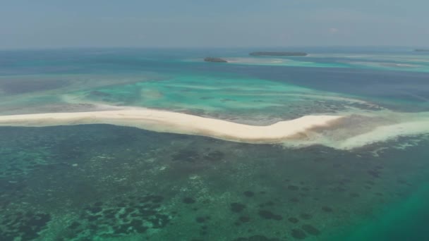 Aéreo Praia Tropical Ilha Recife Caribe Mar Areia Branca Praia — Vídeo de Stock