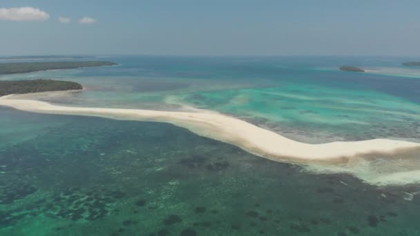 Luchtfoto Tropisch Strand Eiland Rif Caribische Zee Wit Zandstrand Snake — Stockvideo