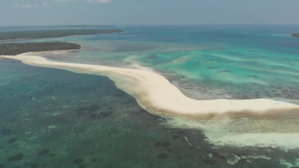 Aérea Playa Tropical Isla Arrecife Mar Caribe Playa Arena Blanca — Vídeo de stock
