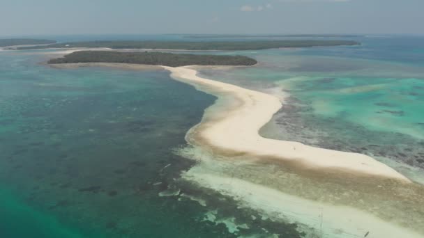 Aérea Playa Tropical Isla Arrecife Mar Caribe Playa Arena Blanca — Vídeo de stock