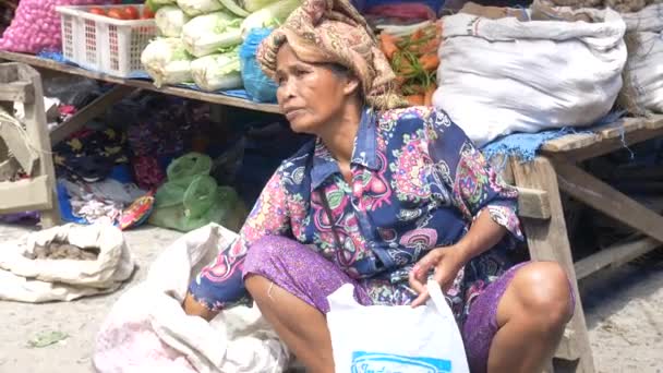 Lake Toba Indonesien März 2019 Gedrängter Lokaler Markt Auf Der — Stockvideo