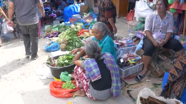 Lake Toba Indonesien März 2019 Gedrängter Lokaler Markt Auf Der — Stockvideo