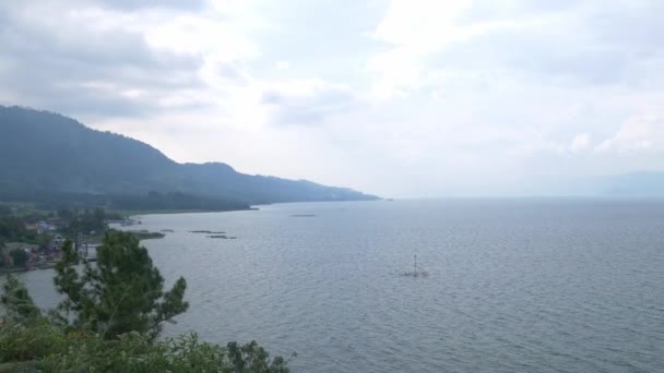 Lago Panorama Toba Samosir Ilha Sumatra Indonésia Lake Toba Uma — Vídeo de Stock