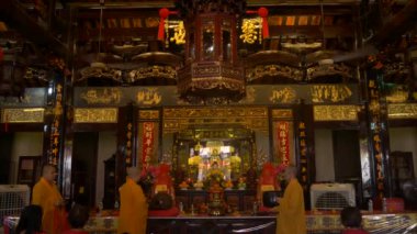 Melaka, Malezya - yaklaşık Şubat, 2019: Malezya Melaka ünlü seyahat hedef Çin yeni yıl kutlamasıta taoist tapınak, Unesco dünya mirası kenti