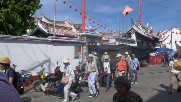 Melaka Malajsie Cca Únor 2019 Čínská Turistická Skupina Taoistickém Chrámu — Stock video