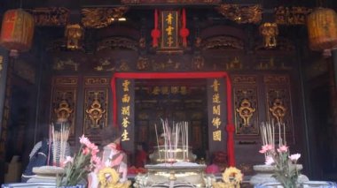 Melaka, Malezya - yaklaşık Şubat, 2019: Malezya Melaka ünlü seyahat hedef Çin yeni yıl kutlamasıta taoist tapınak, Unesco dünya mirası kenti