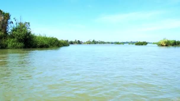 Rugzakken Boot Reizen Mekong Rivier 4001 Eilanden Phan Don Laos — Stockvideo