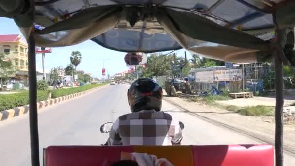 Battambang Kambodja Circa December 2018 Pov Ridning Rickshaw Gatorna Battambang — Stockvideo