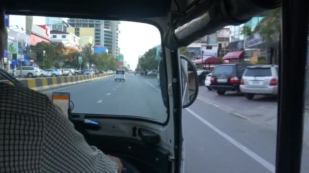 Phnom Penh Cambodge Vers Décembre 2018 Pov Rouler Rickshaw Dans — Video