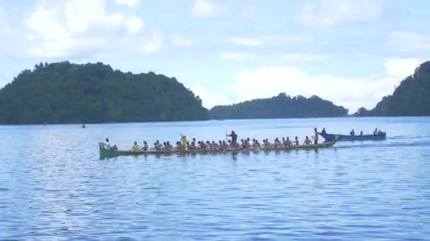 Bandaneira Indonesië Circa November 2018 Kora Kora Traditionele Kano Race — Stockvideo