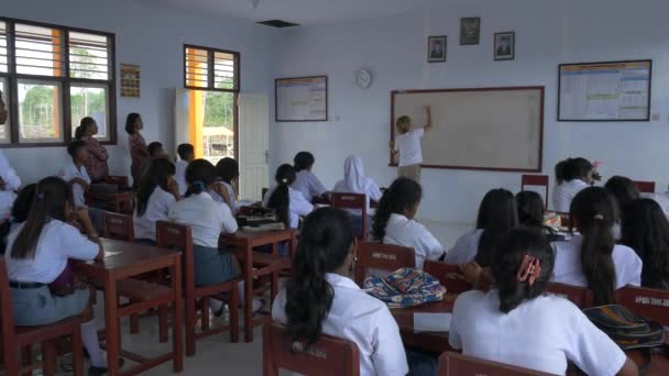 Wab Indonesia Circa October 2018 Foreign European Teacher Holding Math — Stock Video
